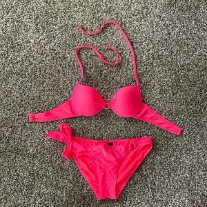 Studded neon bikini push up top(36B) bottoms M
